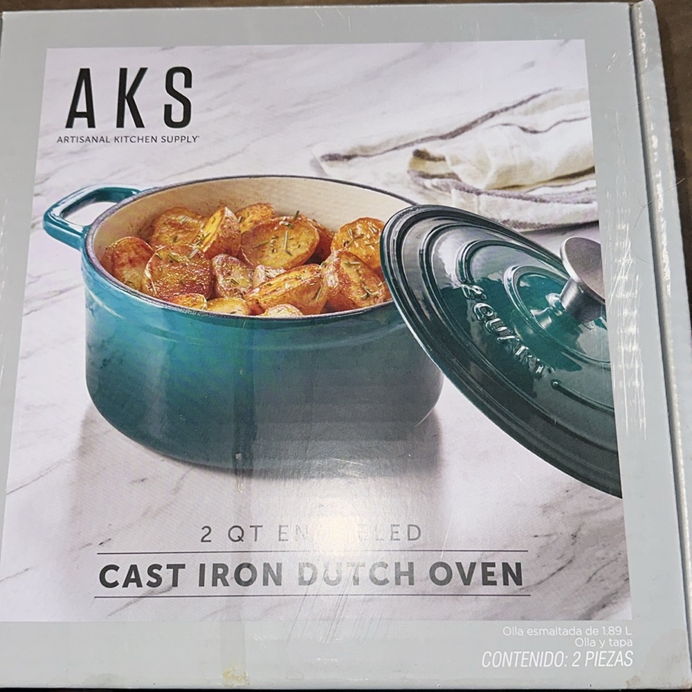 Artisanal Kitchen Supply (AKS) green cast iron Dutch Oven